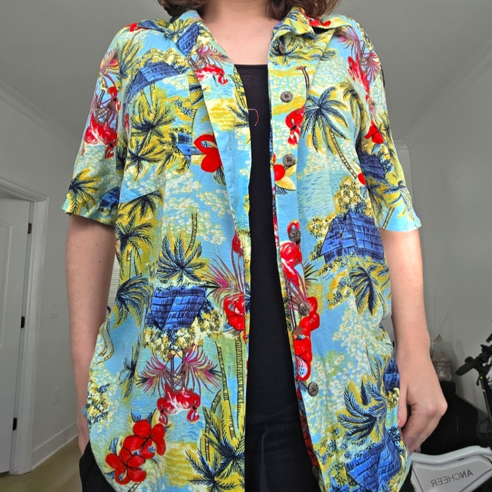 Vibrant Tropical Print Hawaiian Shirt